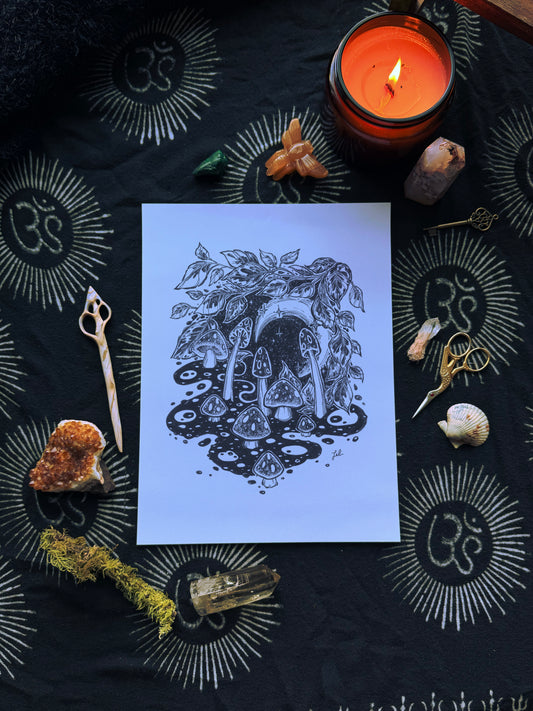 Fine Art Print // Moonlit Mushrooms